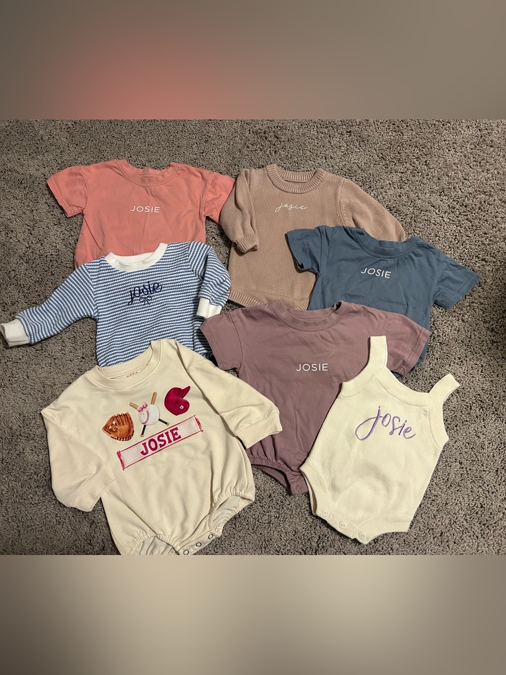 “JOSIE”Baby Clothes Bundle of 7  - Neutral & Muted Tones*Sizes 3-12 months.